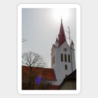 Spire of the bell-tower of St. John’s Church in Cesis, Latvia Sticker